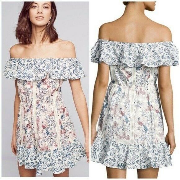 Tularosa Size M Taylor Off The Shoulders Mini Floral Crochet Cutout Summer Dress - Picture 1 of 10